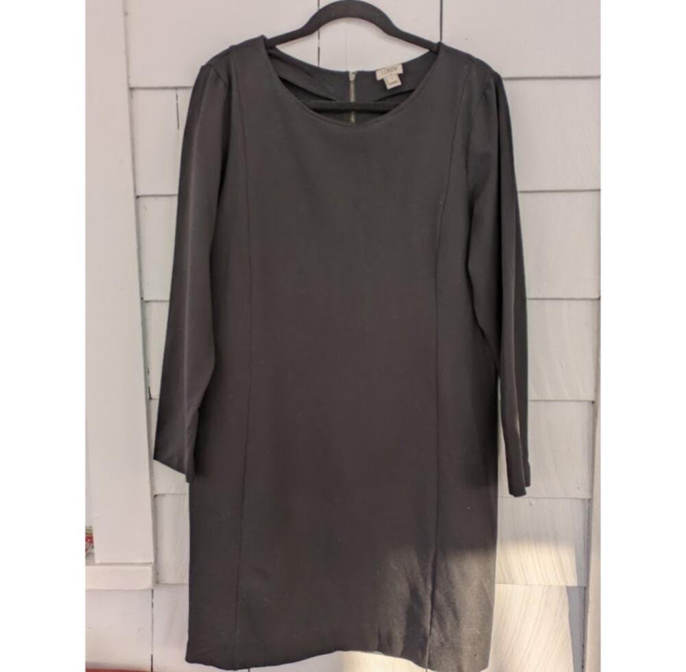 J. Crew Factory Womens Sz XL Long Sleeve Seamed Ponte Stretch Sheath Shift Dress